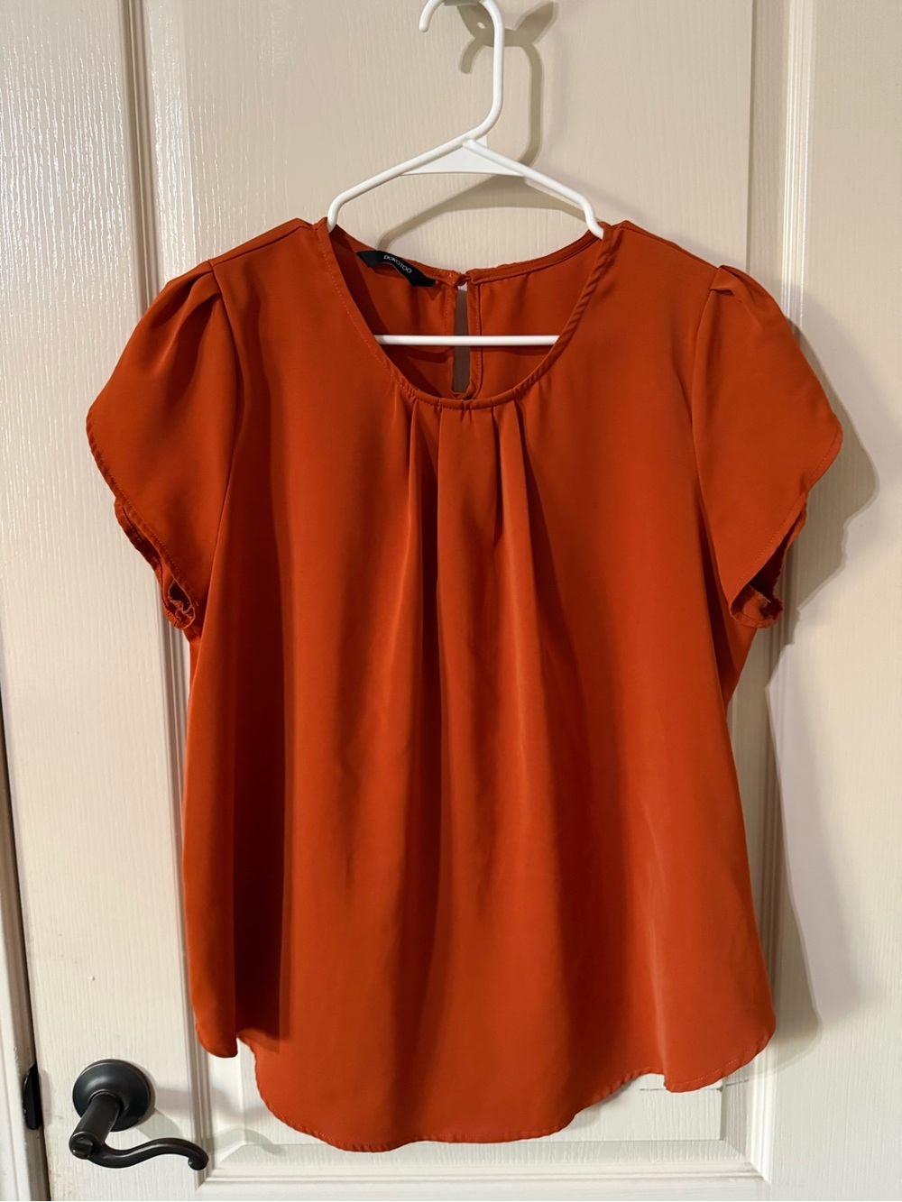 Relaxed Rust Orange Short Sleeve Blouse — Women Tops